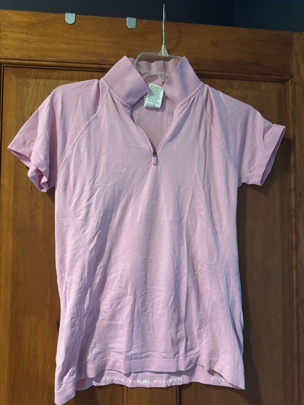 Athleta Light Pink Short Sleeve Zip Polo